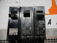 Load image into Gallery viewer, General Electric (2) THQL G3371 20A & (1) THQL 15A 120/240V Circuit Breakers