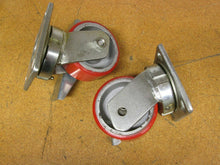 Load image into Gallery viewer, 4" Swivel Casters 2" Wide 1/2" Thick One With Break 4-1/2" X 4" Top Plates New