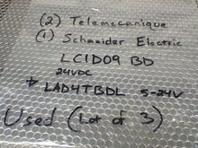 Load image into Gallery viewer, (2) Telemecanique & (1) Schneider Electric LC1D09 BD Contactors 24VDC & LAD4TBDL