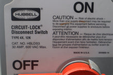 Load image into Gallery viewer, Hubbell HBLDS3 CIRCUIT-LOCK Disconnect Switch 30A 600VAC Used With Warranty