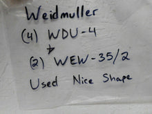 Load image into Gallery viewer, Weidmuller (4) WDU-4 Terminal Blocks & (2) WEW-35/2 End Blocks Used W/ Warranty