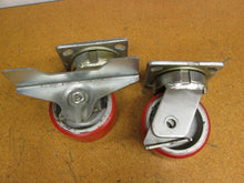 Load image into Gallery viewer, 4" Swivel Casters 2" Wide 1/2" Thick One With Break 4-1/2" X 4" Top Plates New