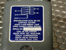 Load image into Gallery viewer, Leach Corp. 9220-3438 28VDC Relay New Old Stock See All Pictures