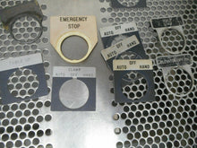 Load image into Gallery viewer, Pushbutton Switch Legend Name Plates Used (Mixed Lot Of 46 Plates)
