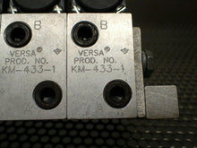 Load image into Gallery viewer, (4) VERSA KM-433-1 Manifolds & (4) KSG-4232-6K-027-D024 Valves Used See All Pics