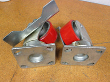 Load image into Gallery viewer, 4" Swivel Casters 2" Wide 1/2" Thick One With Break 4-1/2" X 4" Top Plates New