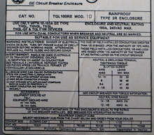 Load image into Gallery viewer, General Electric TQL100RE Mod. 10 Enclosed Circuit Breaker 100A Used Warranty