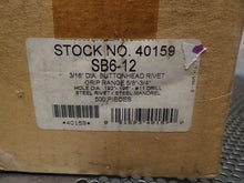 Load image into Gallery viewer, 40159 SB6-12 3/16" Diameter Buttonhead Rivets Grip Range 5/8"-3/4" Steel (500pc)