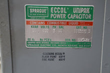 Load image into Gallery viewer, SPRAGUE 1143CEU 3 ECCOL UNIPACK Power Capacitor .11KVRA 480V 3PH .4 GAL Used