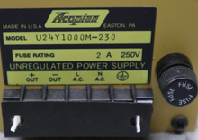 Load image into Gallery viewer, Acopian U24Y1000M-230 Unregulated Power Supply Fuse 2A 250V New Old Stock