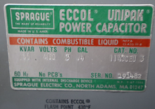 Load image into Gallery viewer, SPRAGUE 1143CEU 3 ECCOL UNIPACK Power Capacitor .11KVRA 480V 3PH .4 GAL Used