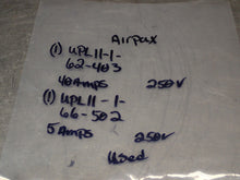 Load image into Gallery viewer, Airpax (1) UPL11-1-62-403 40A (1) UPL11-1-66-502 5A 250V Breakers Used Warranty