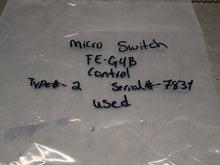 Load image into Gallery viewer, Micro Switch FE-G4B Control Type 2 115VAC 50/60Hz 15VA Used With Warranty