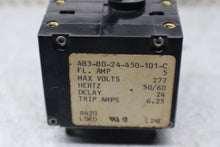 Load image into Gallery viewer, Carling Switch AB3-B0-24-450-1D1-C 5A 277V 50/60Hz 6.25A Trip 3-Pole Used