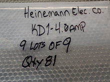 Load image into Gallery viewer, Heinemann KD1-4.0 Amp 50VDC 250VAC Circuit Breakers Used W/ Warranty (Lot of 9)