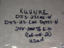 Load image into Gallery viewer, KUHNKE (1) D53-23L0L-N & (1) D53-23L0L-DS951-N Rotary Solenoids 24V 100% ED Used