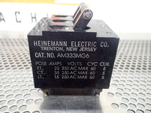 Load image into Gallery viewer, Heinemann AM333MG6 Circuit Breaker 25A 35A 15A 250VAC 60Cy Cur. 5 Used See Pics