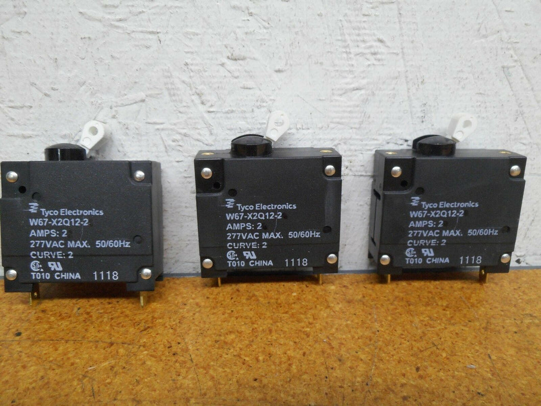 Tyco Electronics W67-X2Q12-2 Circuit Breakers 2A 277VAC 50/60Hz New (Lot of 3)