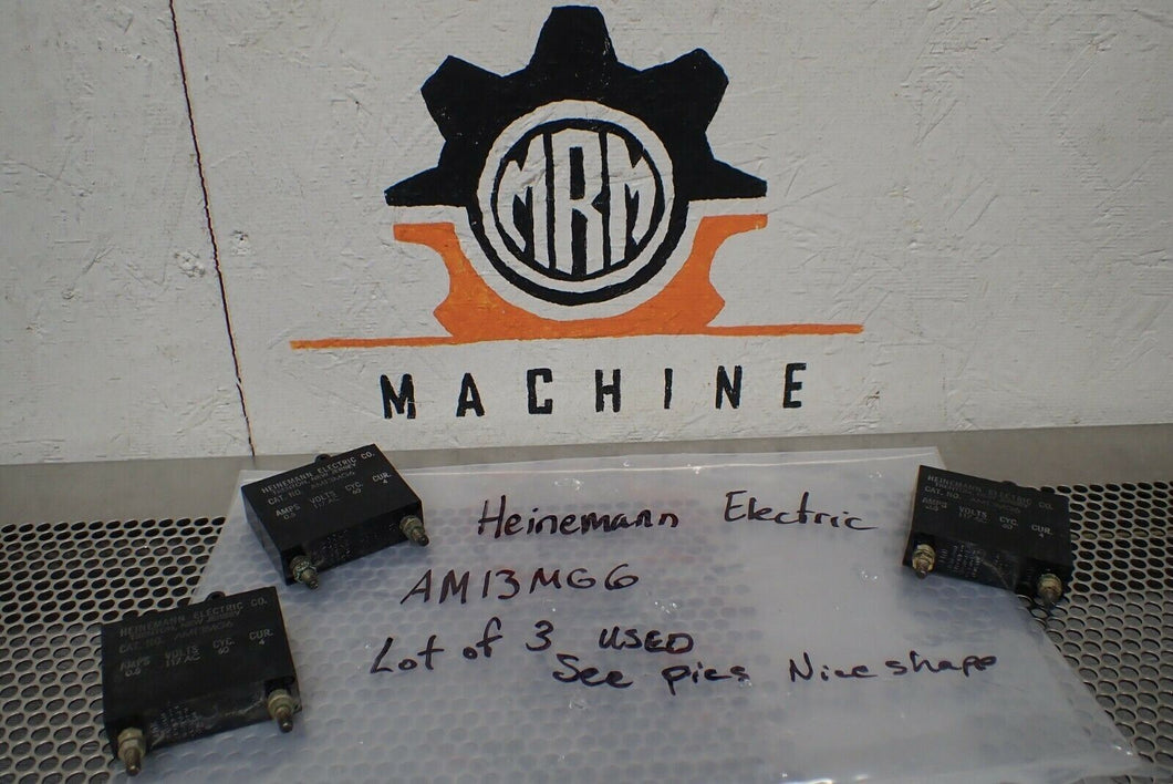 HEINEMANN AM13MG6 Circuit Breakers 117VAC 0.5A CYC 60 Used Warranty (Lot of 3)