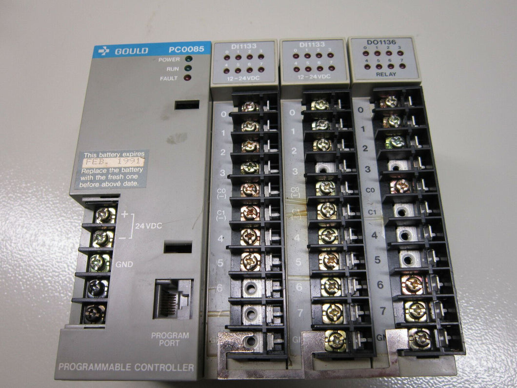 Gould PC-0085-001 Rev A Controller W/ 2 DI1133 & DO1136 Input/Output Modules
