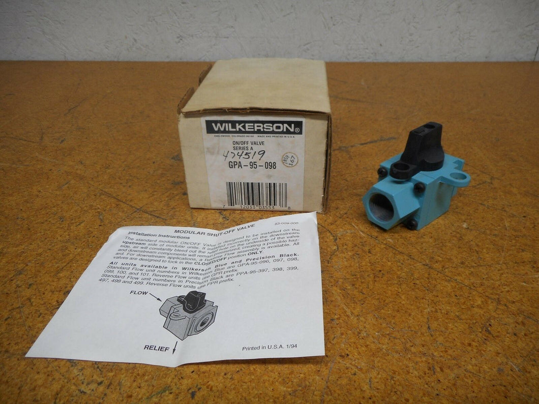 Wilkerson GPA-95-098 On/Off Valve Series A New In Box