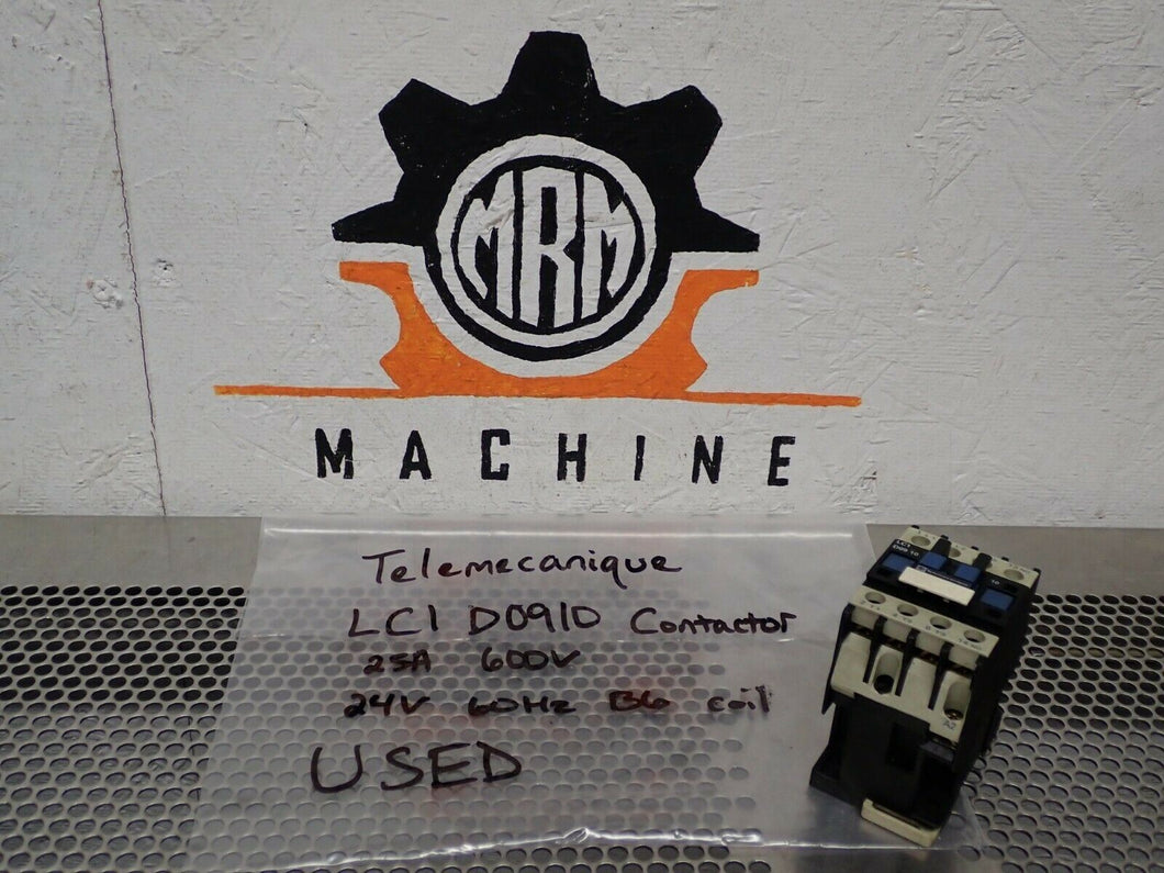 Telemecanique LC1D0910 25A 600V Contactor With B6 24V 60Hz Coil Used W/ Warranty