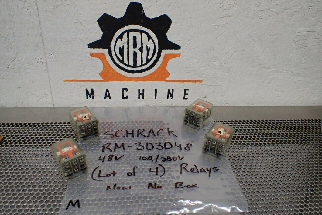 SCHRACK RM-303048 48V 10A/380V Relays New No Box (Lot of 4) See All Pictures