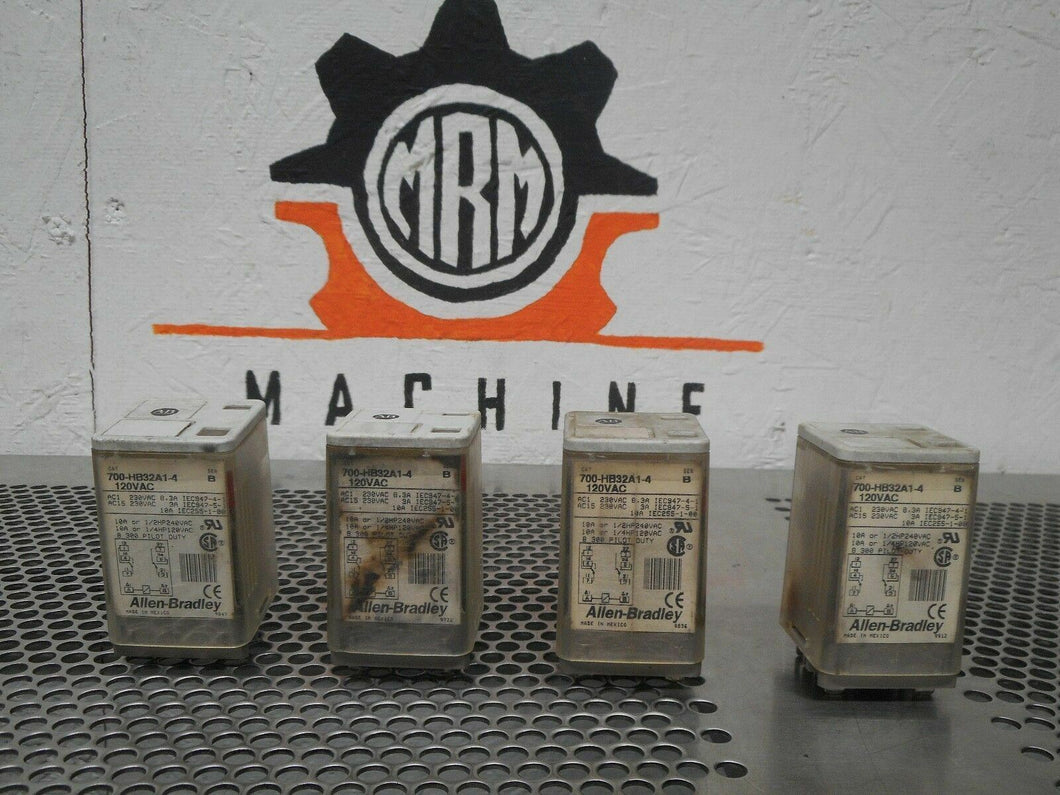 Allen Bradley 700-HB32A1-4 Ser B Relays 120VAC 8 Blade Used Warranty (Lot of 4)