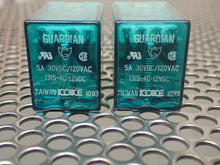 Load image into Gallery viewer, GUARDIAN 1315-4C-12VDC Relays 5A 30VDC/120VAC 14 Blade Used Warranty (Lot of 2)
