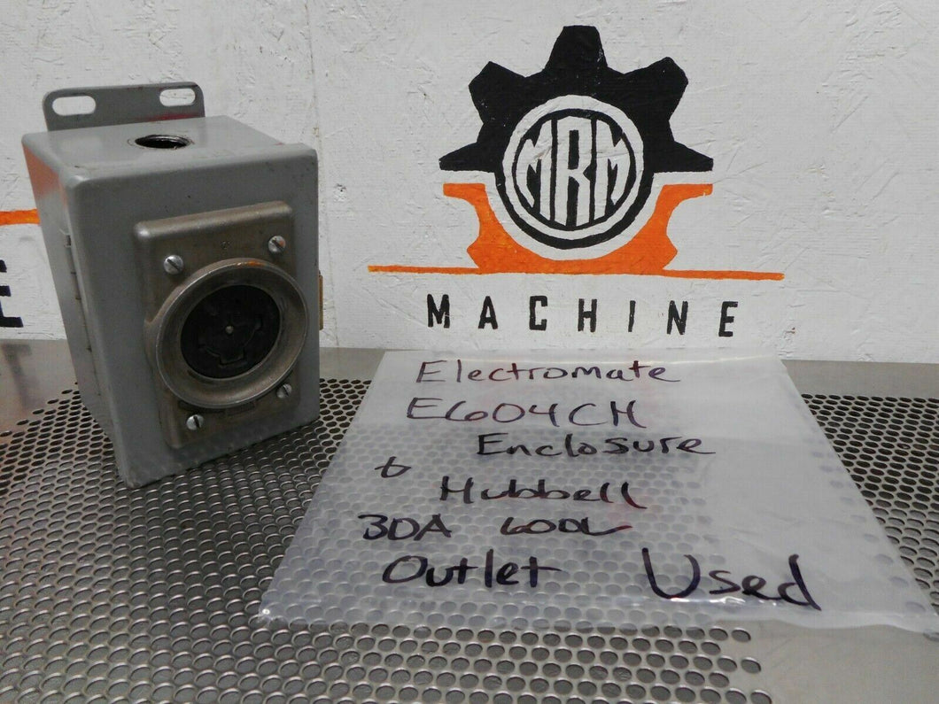 Electromate E604CH Enclosure & Hubbell 30A 600V Outlet Used With Warranty
