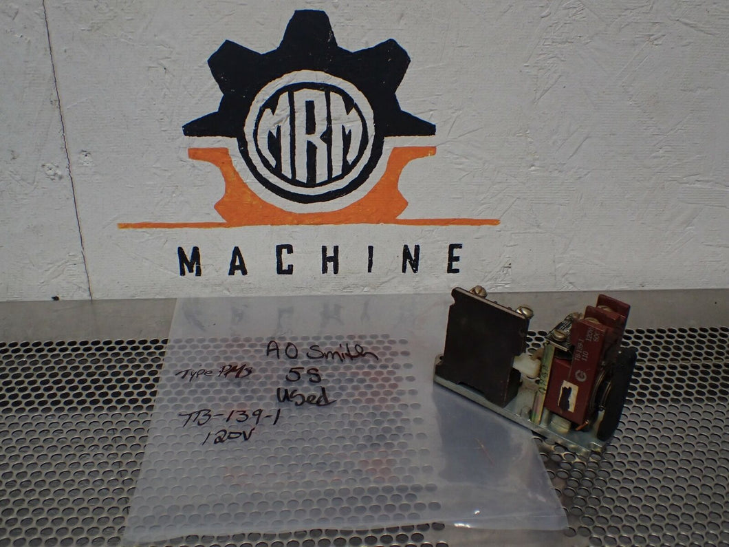 AO Smith Type PMS 5S Relay TB-139-1 Coil 110/120V 60Cy Used W/ Warranty See Pics