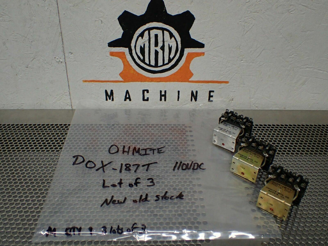 Ohmite DOX-187T 110VDC Relays New No Box (Lot of 3) See All Pictures