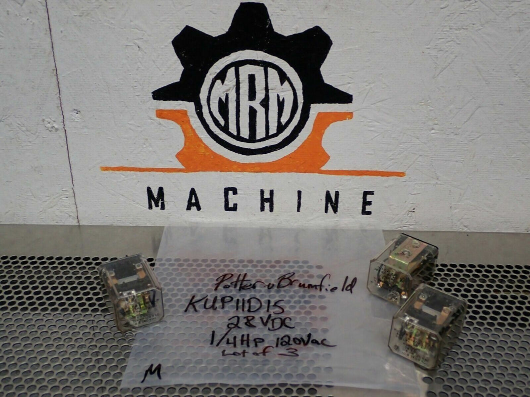 Potter & Brumfield KUP11D15 28VDC Relays 1/4HP 120VAC (Lot of 3) New No Box