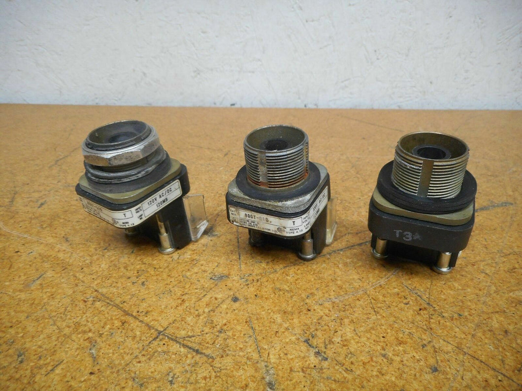 Allen Bradley 800T-Q10 Ser T Pilot Lights 120V No Lens Or Bulbs (Lot of 3)