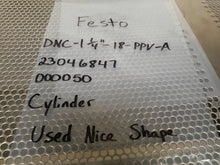 Load image into Gallery viewer, FESTO DNC-1-1/4&quot;-18-PPV-A 23046847 Pneumatic Cylinder 10Bar 145PSI Used Warranty
