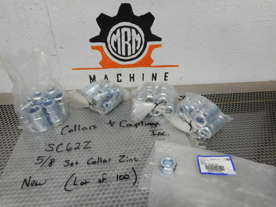 Collars & Couplings Inc. SC62Z 5/8 Set Collar Zinc New (Lot of 100 Collars)