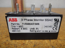 Load image into Gallery viewer, ABB TVM480A51S6S SSAC 3 Phase Monitor 1 Sec Trip 480VAC Omron G2R-1 110VDC Relay
