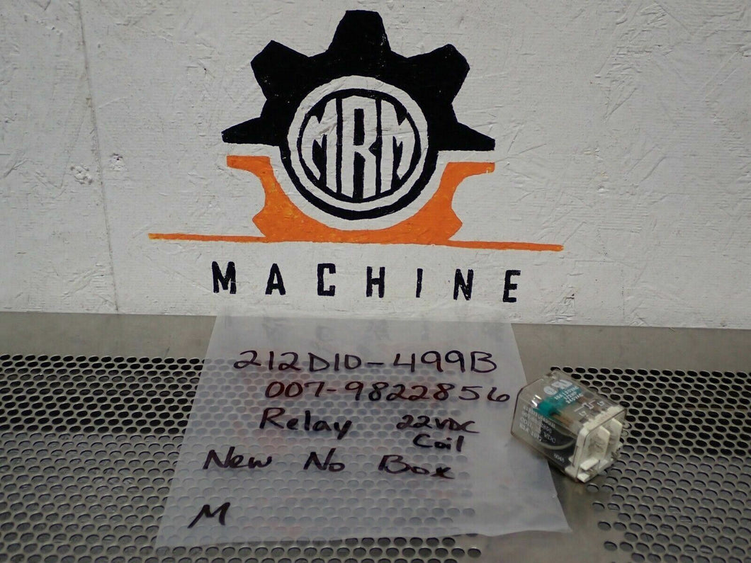 212D10-499B 007-9822856 Relay 22VDC Coil New No Box See All Pictures