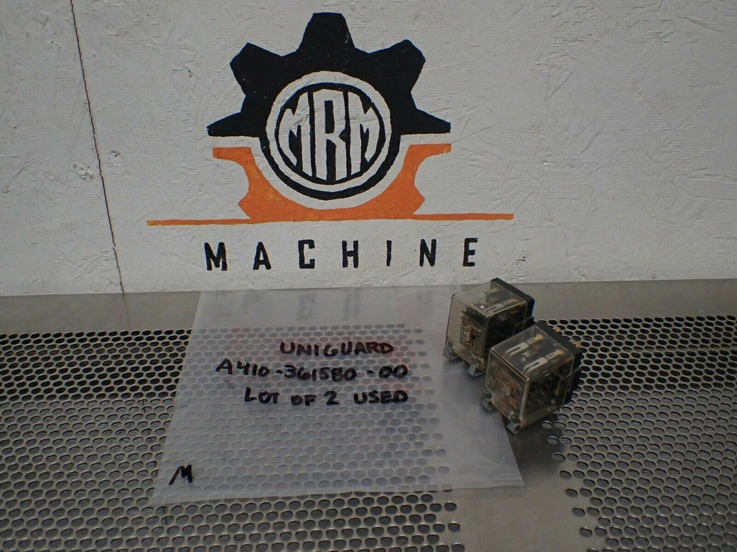Uniguard A410-361580-00 Relay 24VDC Coil Used With Warranty (Lot of 2)