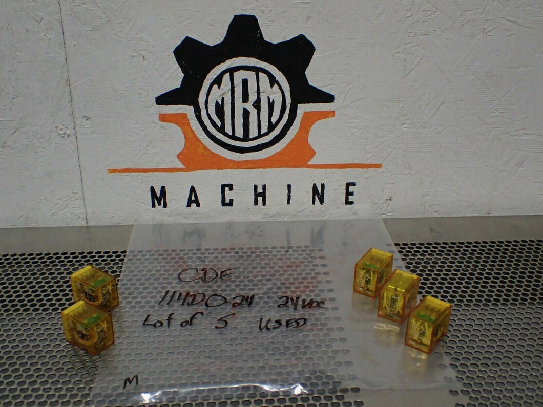 CDE 114DO-24 Relays 24VDC Coil 1/10HP 120VAC Used With Warranty (Lot of 5)
