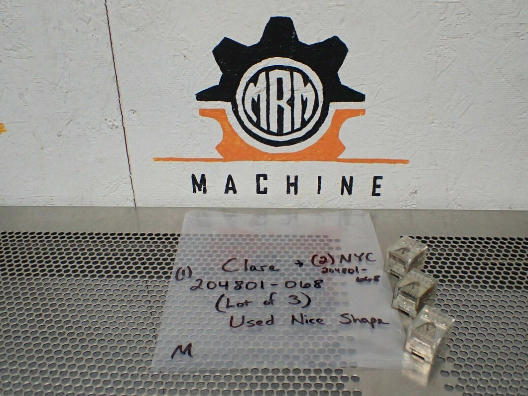 (1) Clare 204801-068 & (2) NYC 204801-668 Relays Used With Warranty See All Pics