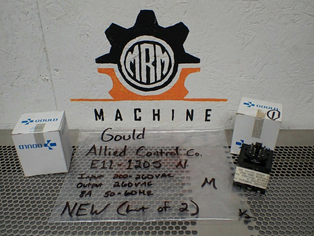 Gould Allied Control E11-1205 N Relays 200-260VAC 8A 50/60Hz 8 Pin New Lot of 2