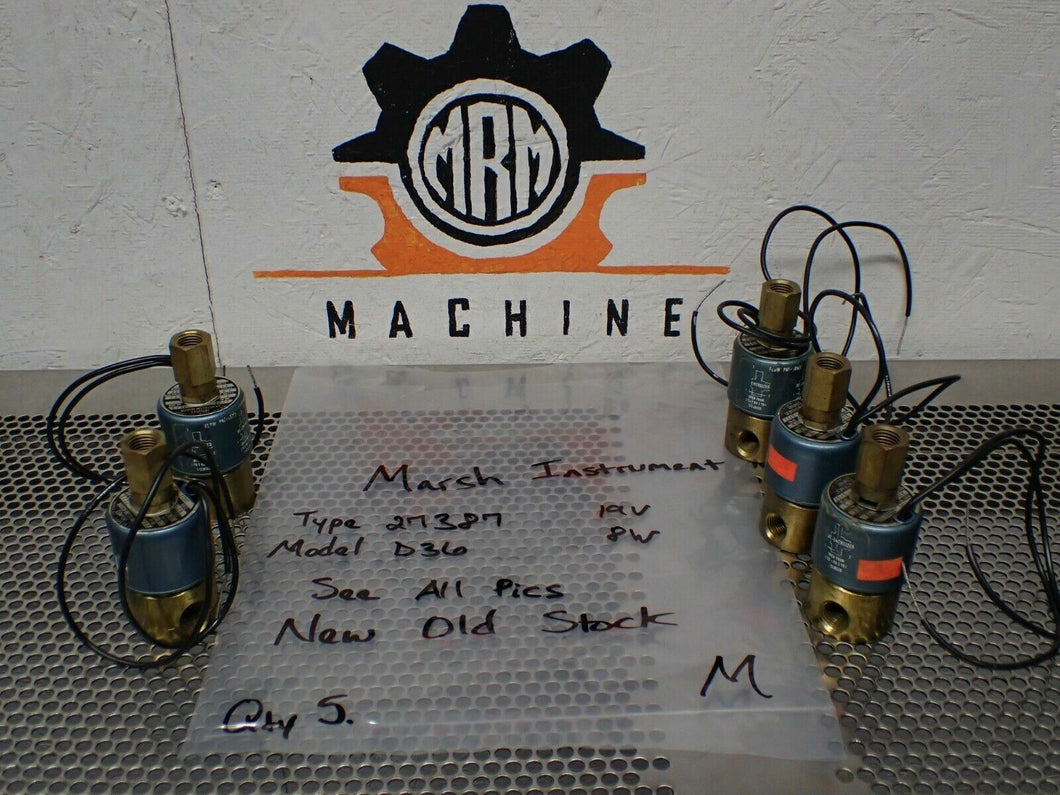 Marsh Istruments Type 27387 Model D36 Solenoid Valves 19V 8W New (Lot of 5)