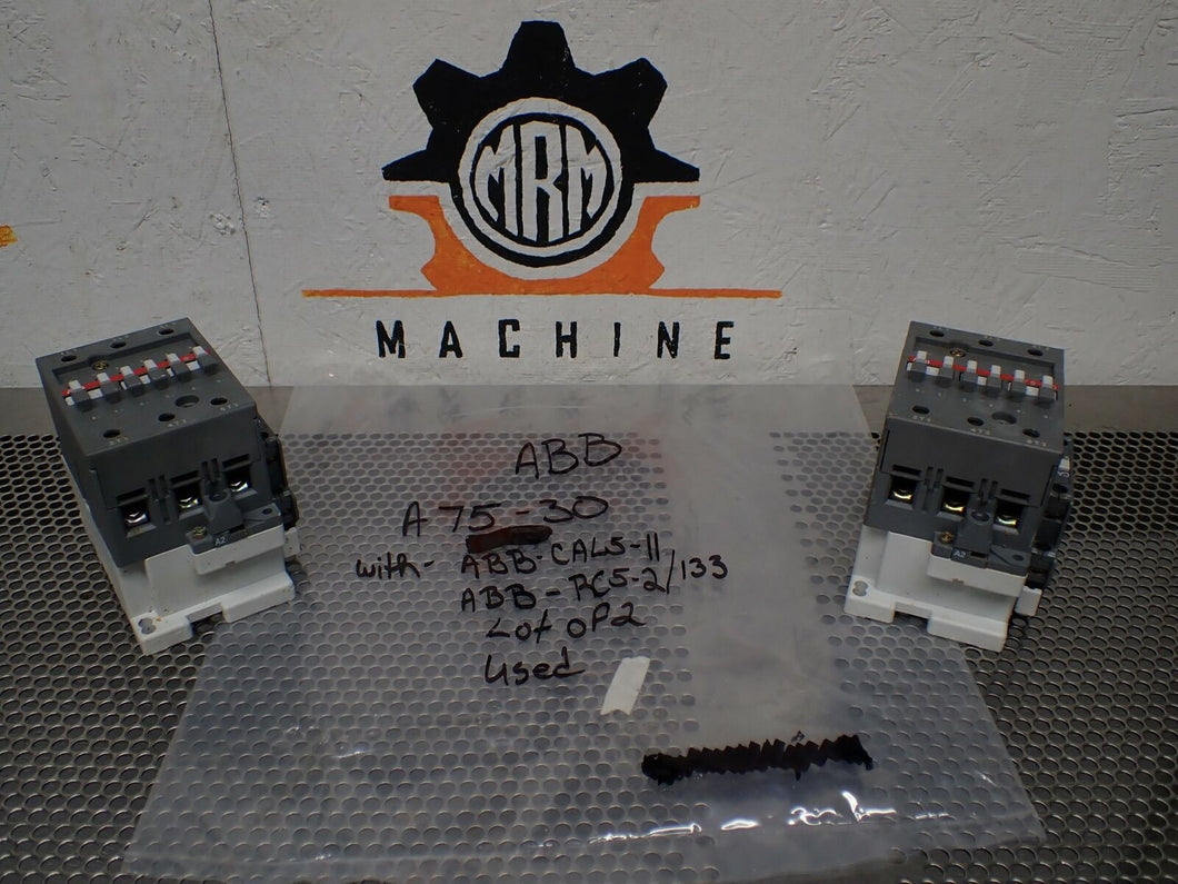 ABB A75-30 Contactor 110/120V 50/60Hz Contactor CAL5-11 & RC5-2/133 (Lot of 2)