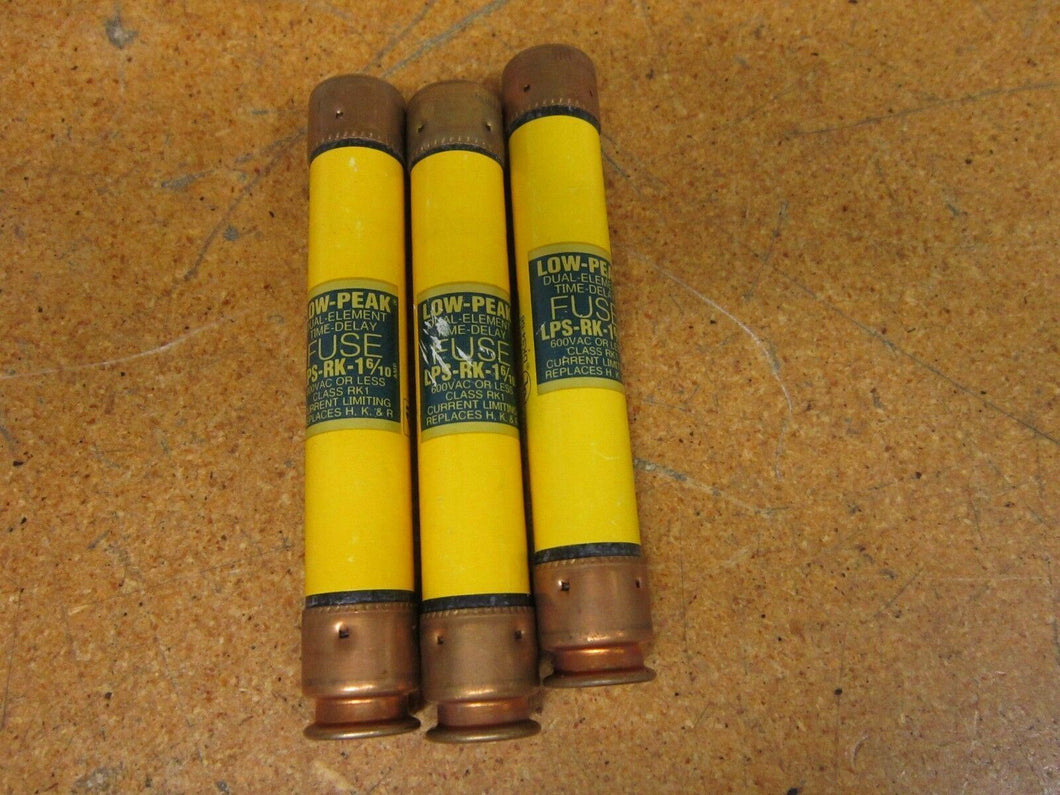 BUSS LOW-PEAK LPS-RK-1 6/10 Dual Element Time Delay 1-6/10Amp 600VAC (Lot of 3)