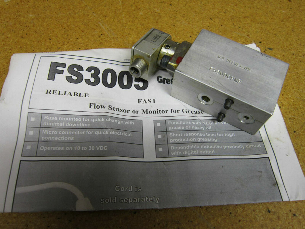 GP Reeves Inc FS3000PNP Flow Sensor 3000PSI 1.025