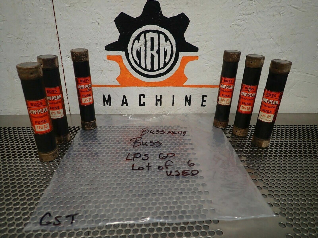 Buss Low-Peak LPS60 Current Limiting Fuses 60A 600V Used Warranty (Lot of 6)
