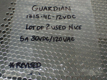 Load image into Gallery viewer, GUARDIAN 1315-4C-12VDC Relays 5A 30VDC/120VAC 14 Blade Used Warranty (Lot of 2)
