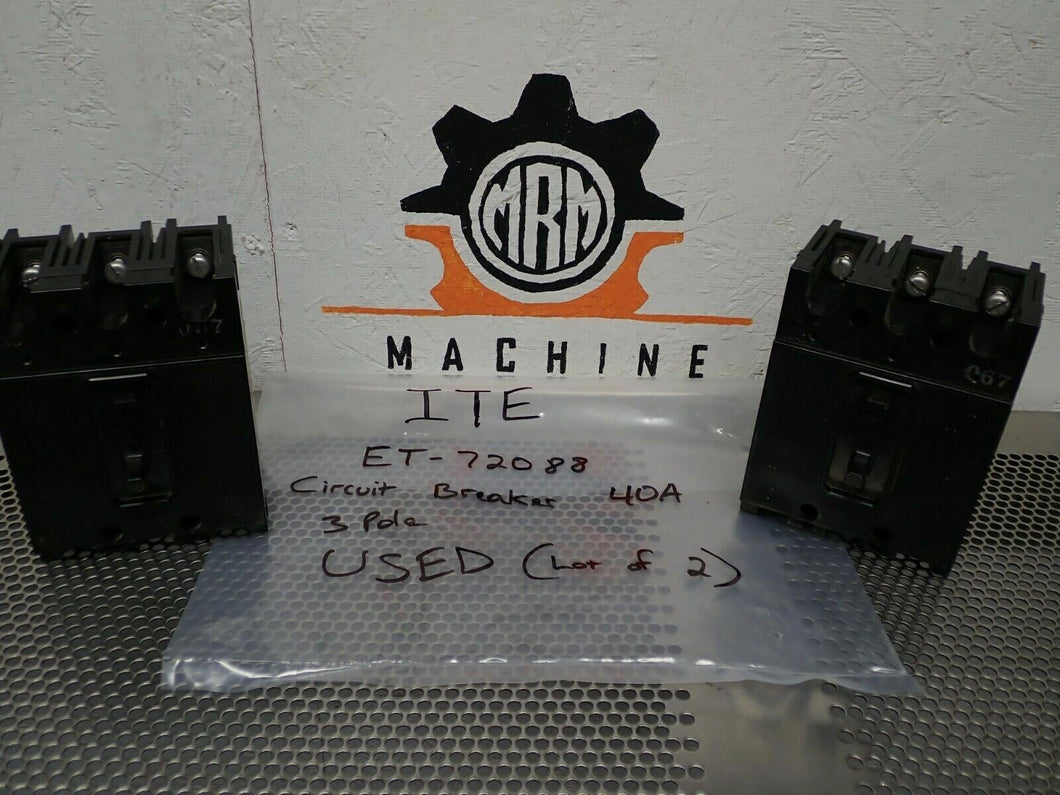 ITE ET-72088 Circuit Breakers 40A 3Pole Used With Warranty (Lot of 2)