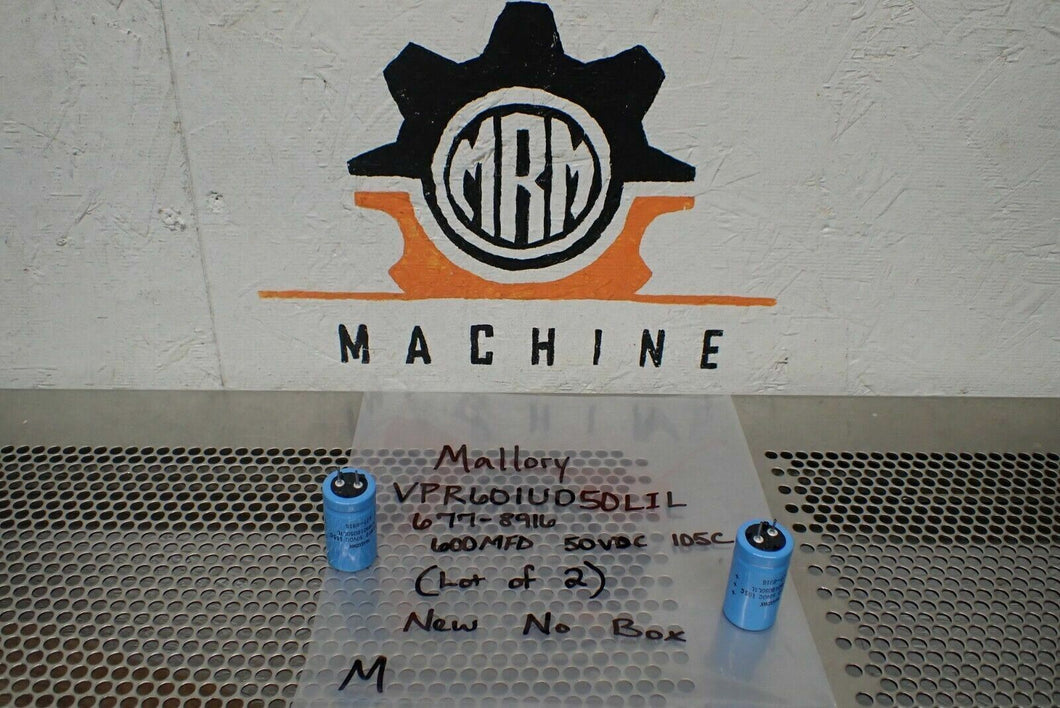 Mallory VPR601U050LIL 677-8916 Capacitors 600MFD 50VDC 105C New No Box Lot of 2